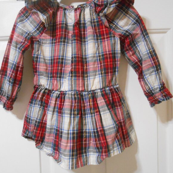 ADORABLE BABY GAP SIZE 18-24 MONTHS PLAID DRESS RUFFLE SHOULDERS ACCENTS EUC 👶 - Picture 8 of 9